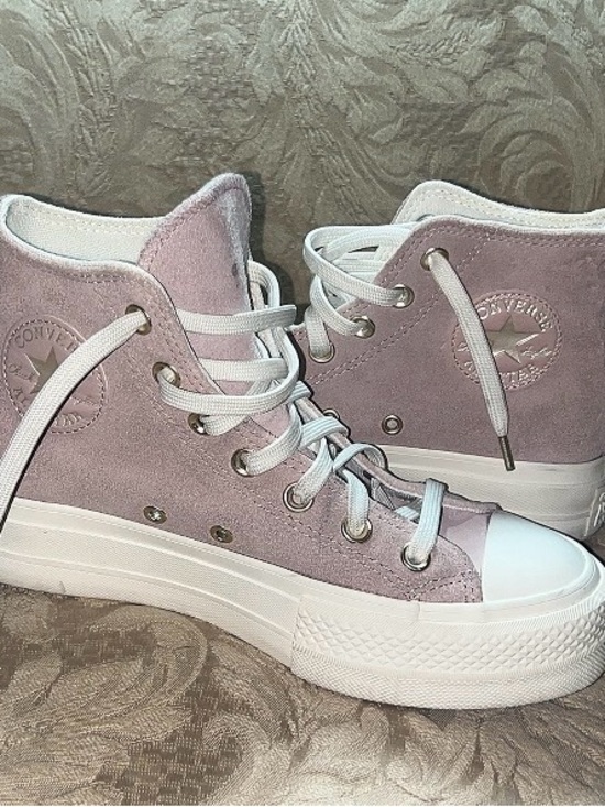 Converse Shoes - Converse Suede High-Top Sneakers in Dusty Pink and White